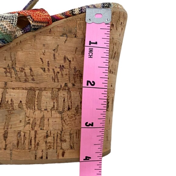 Missoni cork wedge platform multicolor print zig zag classic 38, US8 - Picture 4 of 10